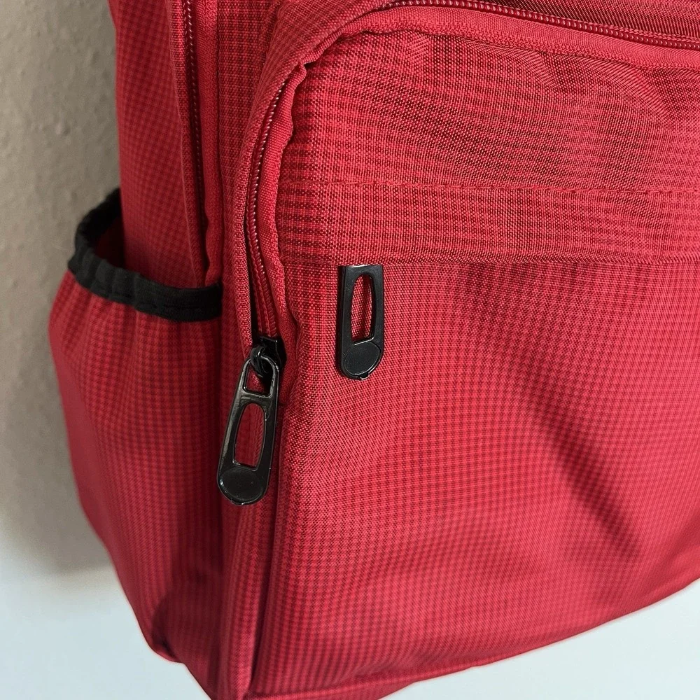 Leftfield Korean Streetwear Red Canvas Backpack Laptop Bag Pockets School Uni